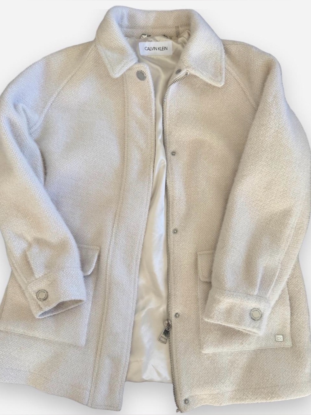 Calvin Klein Cream Teddy Jacket with Belted Waist SP
